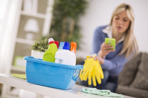 Local cleaners preparing a property in Edgware for handover after moving out