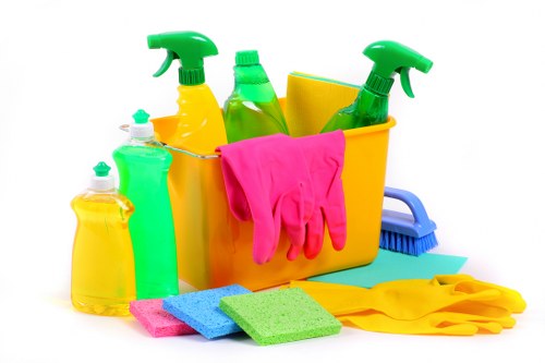 Local cleaners maintaining an office kitchen and work area